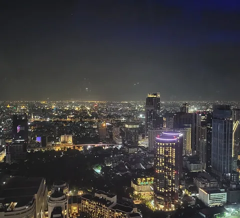 Bangkok night skyline seen from Red Sky Bar at Centara Grand, 24 February 2024.